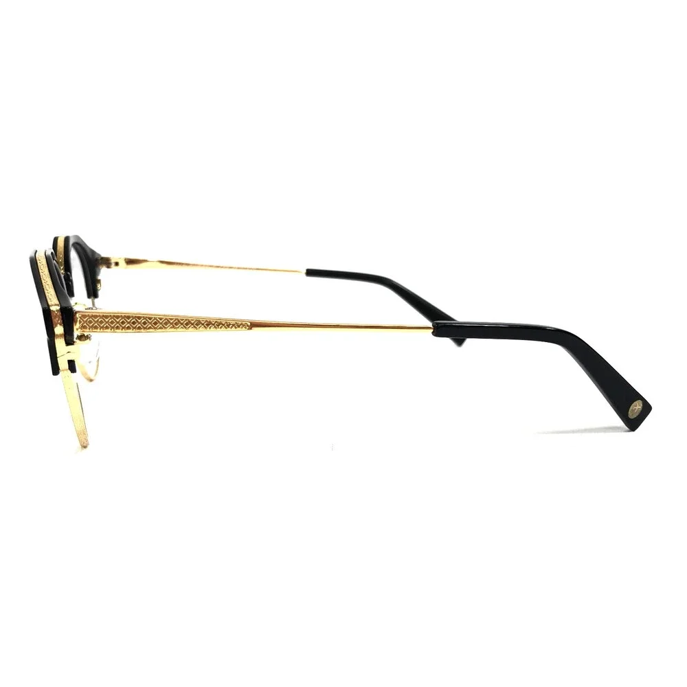 Erkers Eyeglasses Frames MAPLEWOOD BLACK Gold Round Full Rim 46-21-142